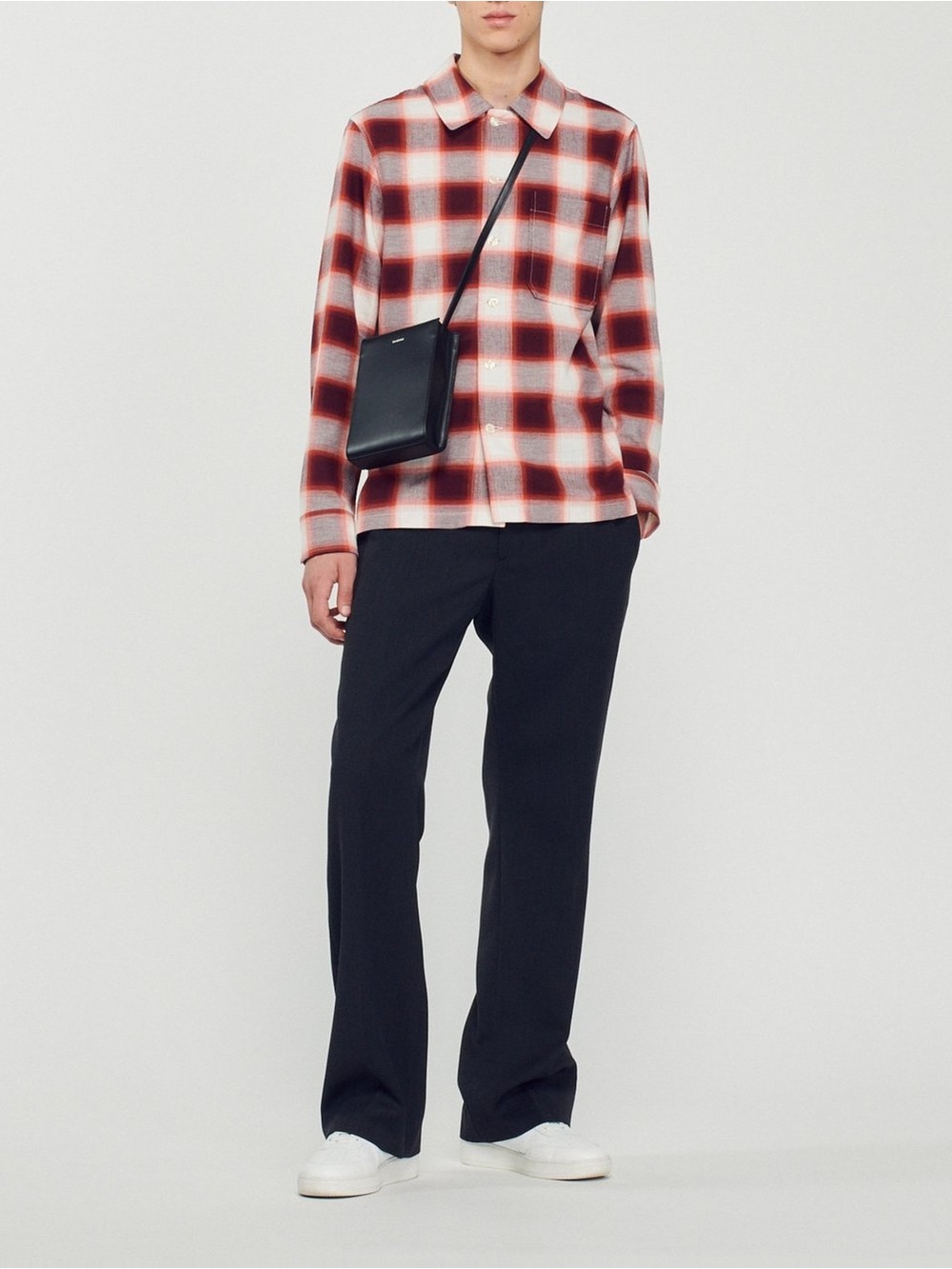 11. Sandro • NWT $315 Cotton Checkered Shirt PTP 21”